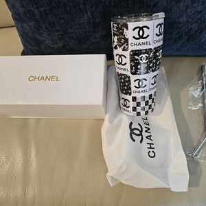 Chanel Black and White Patterned Tumbler With Strays